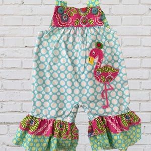 Claire & Charlie Summer Flamingo Romper, 3 months
